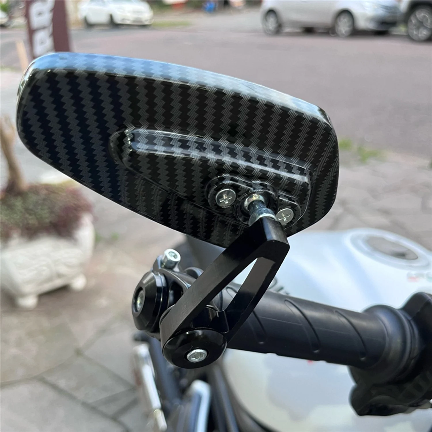 1Pair Motorcycle Rearview Mirror Black /Red Carbon Fiber Pattern Handlebar Mirror Rear Mirror Motorbike Accessories Parts