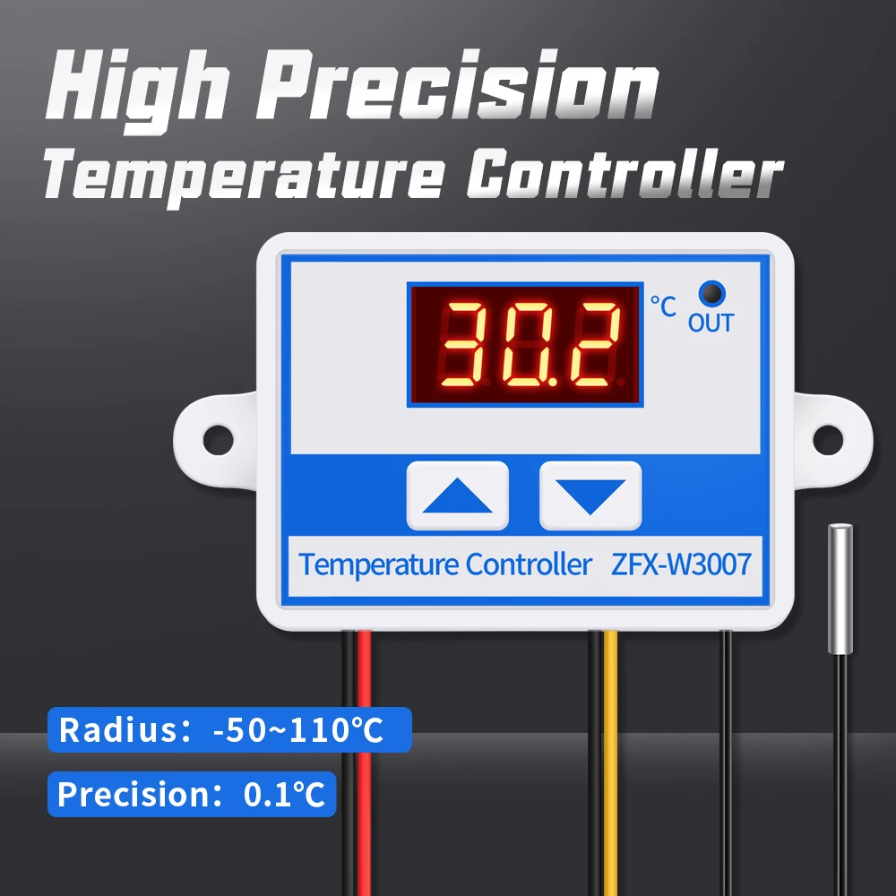 W3007 Digital Temperature Controller  Microcomputer Thermostat DC12V/60V with Sensor Probe Heat Cool Temp Control Switch