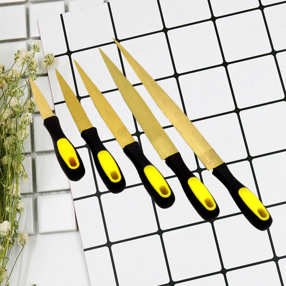 

5pcs Rasp File Set Wood Carving Files Steel File Carpenter Woodworking Tools Ergonomic Handle Durable Strong Filing Trimming
