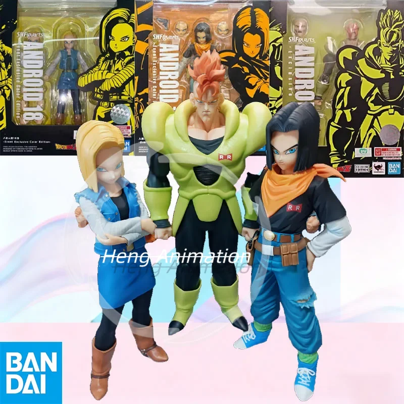 

В наличии: Оригинальная фигурка BANDAI S.H.Figuarts DRAGON BALL Android 16 17 18 SDCC SHF, модель для детей, подарок