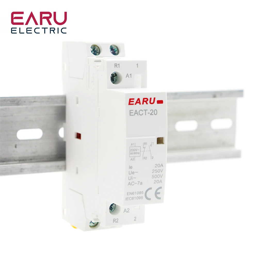 2P 16A 20A 25A 1NO1NC 2NO 2NC AC 220V 230V 50/60Hz Din Rail Mounted Household Modular AC Contactor for Smart Home House Hotel