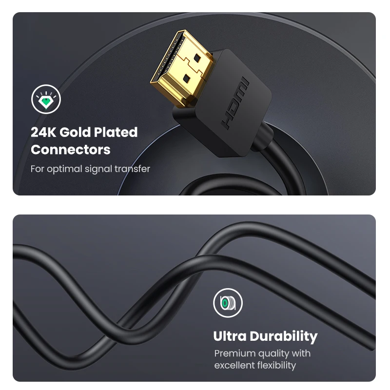 Ugreen Micro HDMI 4K/60Hz efekt 3D Micro Mini kabel HDMI do HDMI męski na męski do projektora GoPro Sony 1m 1.5m 2m 3m Mini HDMI