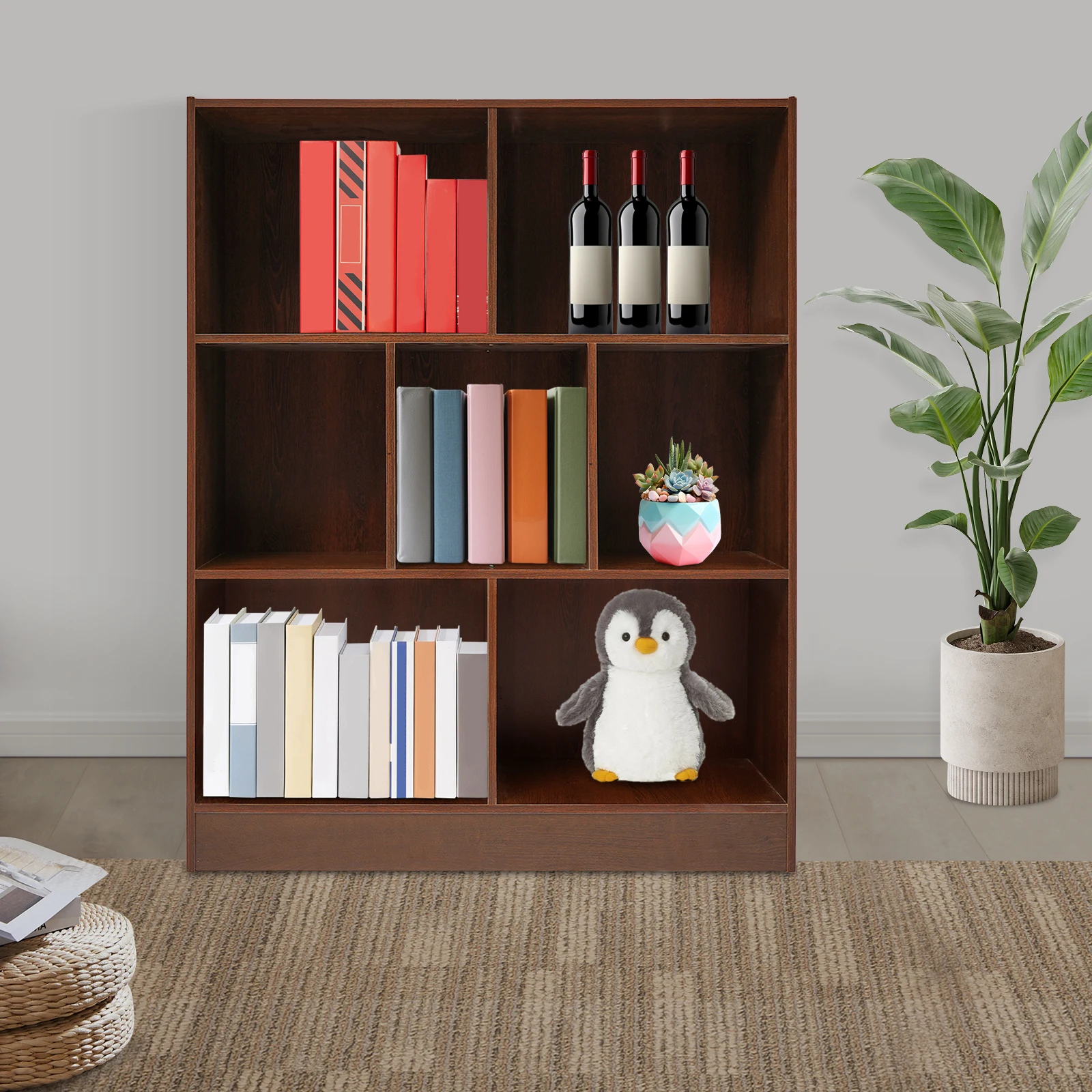 책장, 7칸 책장, 바닥에 서 있는 책장