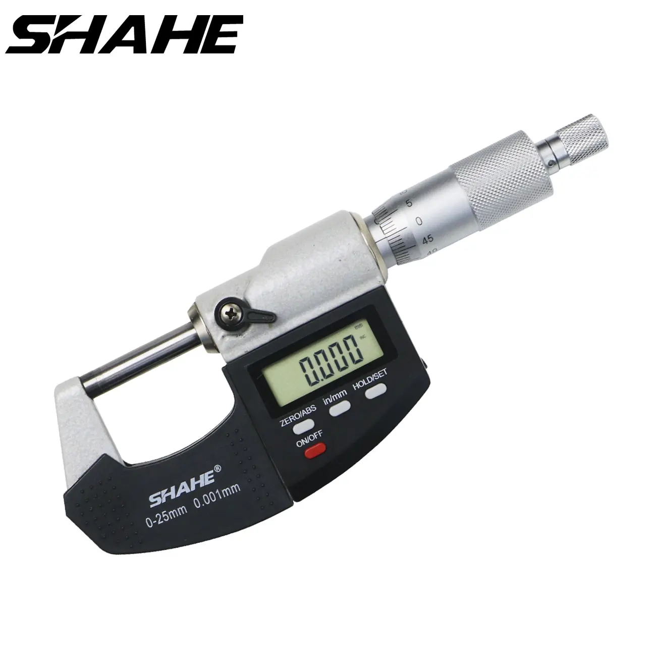 Cyfrowy mikrometr zewnętrzny Shahe 0-25 mm Micron z bardzo dużym ekranem LCD Elektroniczne cyfrowe narzędzia pomiarowe
