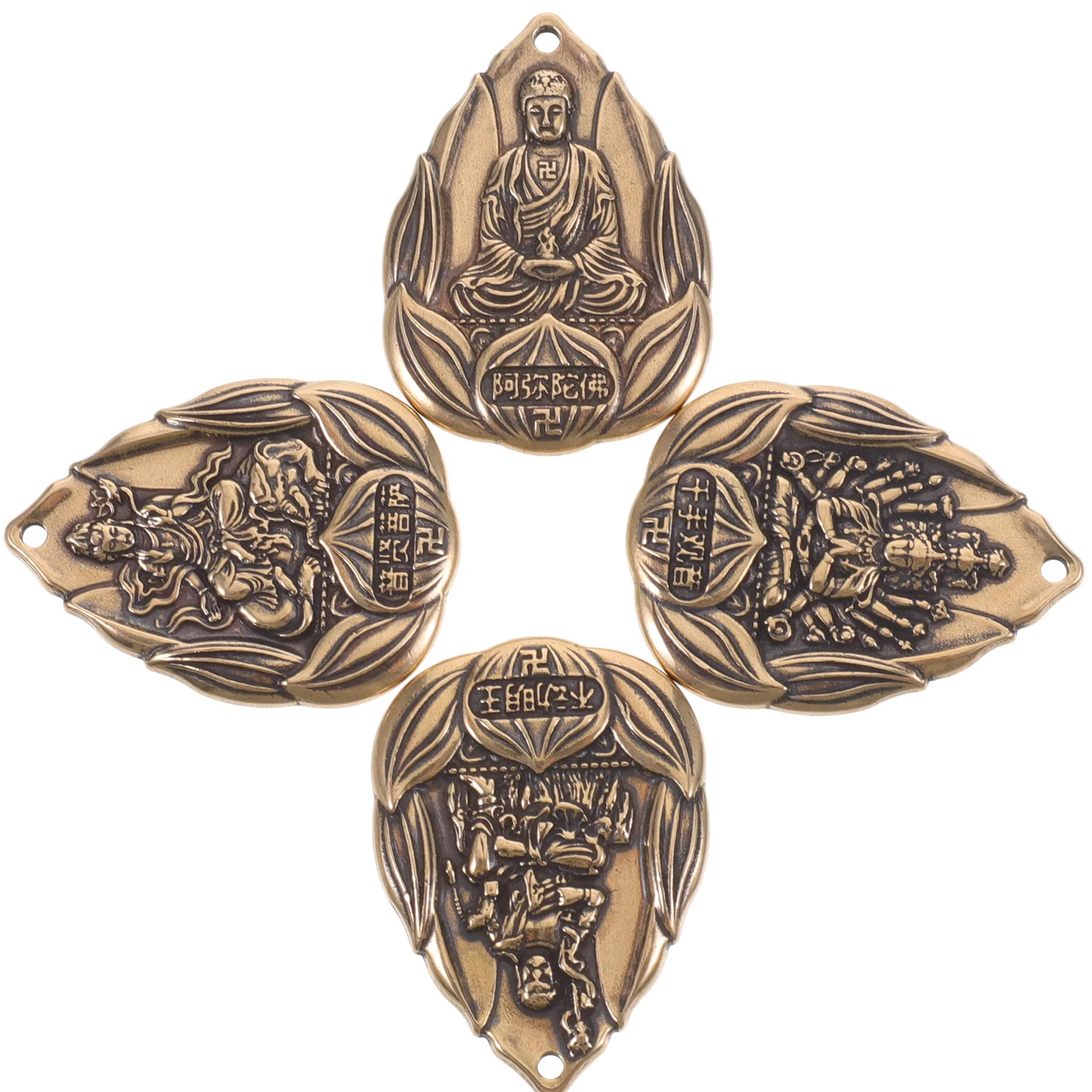 

4 Pcs Amulet Keychain Buddha Charm Pendant Brass Charms Vintage Amulets Pendants