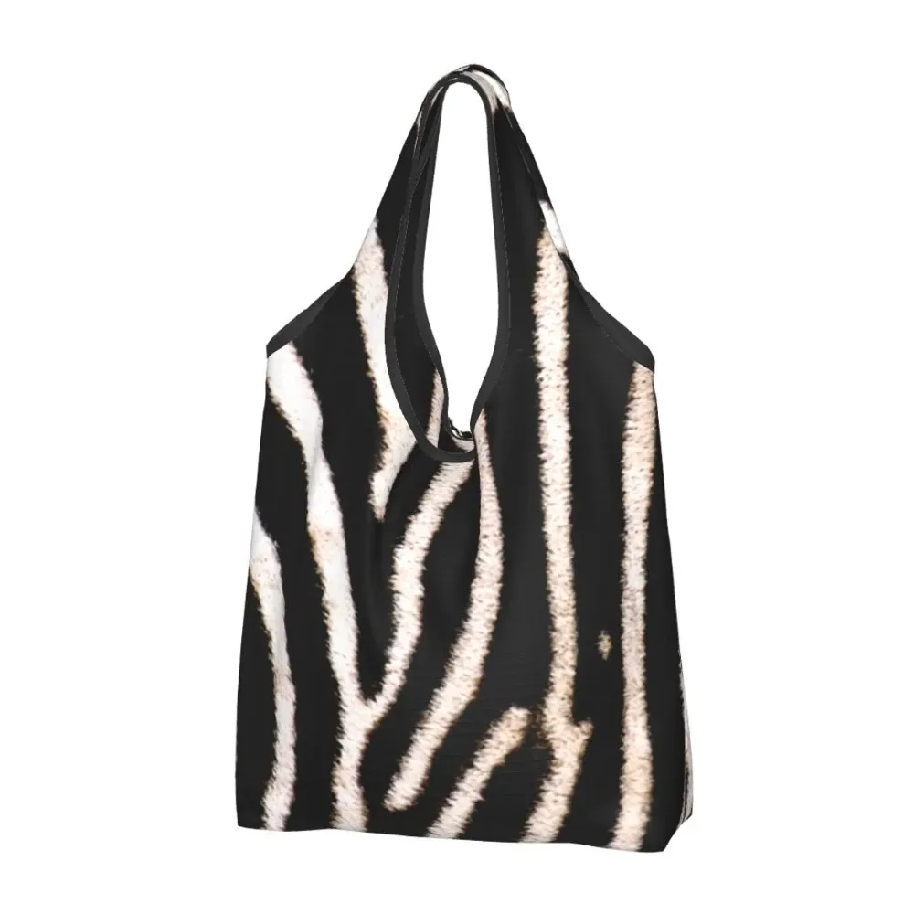 

Tropical Wild Animal Zebra Stripes Leather Texture Groceries Tote Shopping Bag Women Shopper Shoulder Bags Handbags