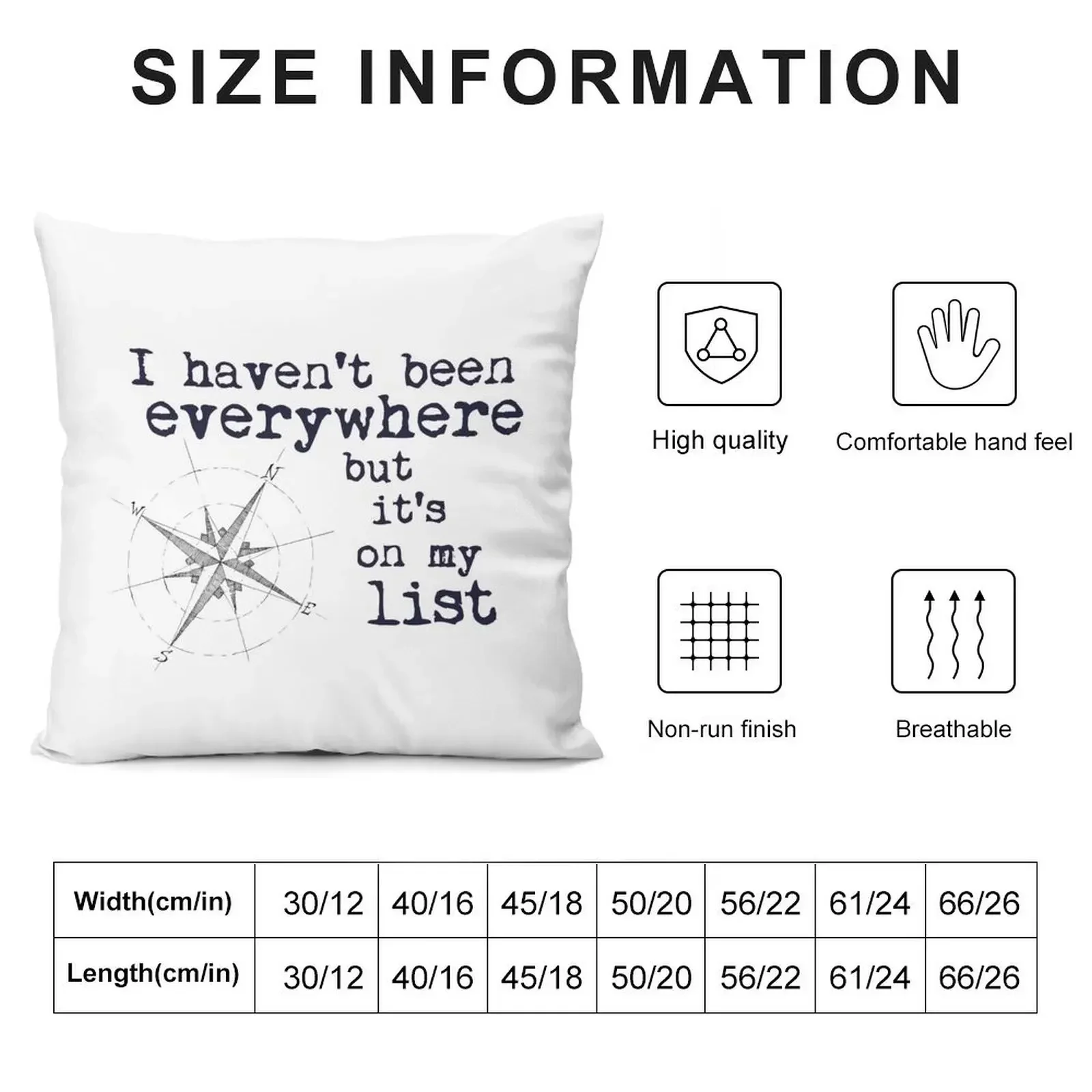 I haven't been everywhere but it's on my list - Travel Quote Susan Sontag Throw Pillow autumn pillowcase home decor items pillow