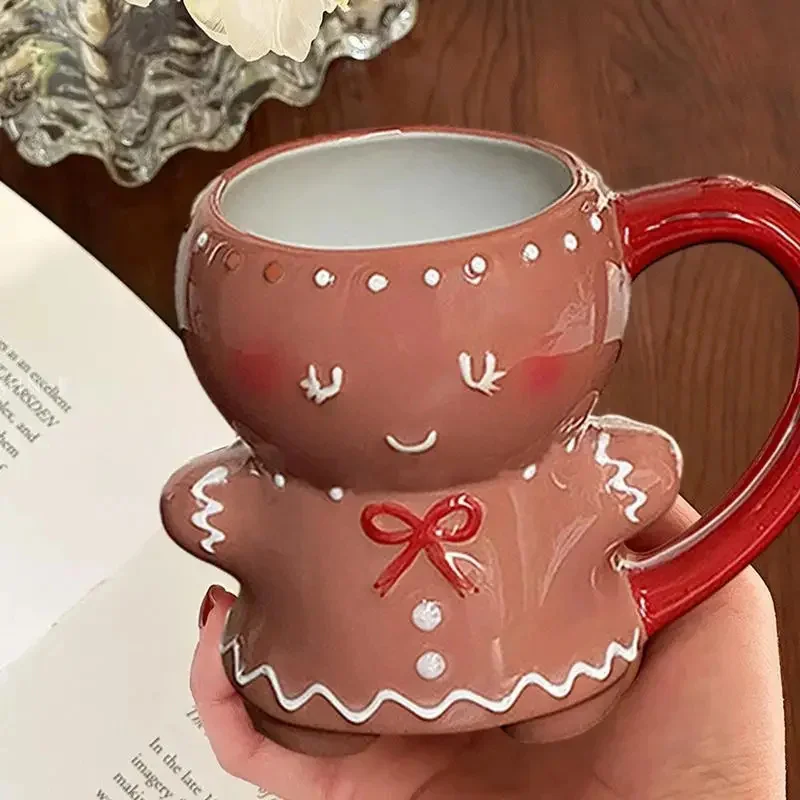

New Christmas Gingerbread Man Mug Ceramic Cup Milk Coffee Water Cup Xmas Gift Cartoon Cute Gingerbread Man