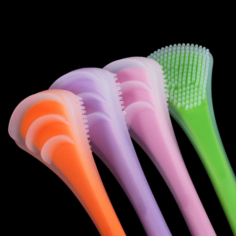 1pc Tongue Cleaning Brush Soft Silicone Tongue Cleaning Tool Double Side Cleaning Massage Tongue Scraper Oral Health Care Tools