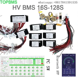 TOPBMS High Voltage BMS 4S-128S Li-ion 64S Bluetooth 72S RS485 96S 120S 128S LiFepO4 48S LTO 36S 84S 112S