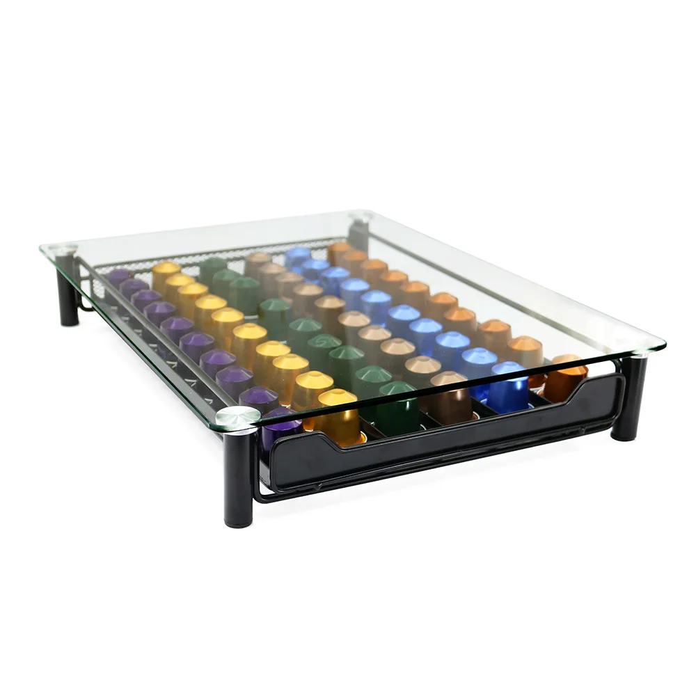

60 Nespresso Pods Coffee Drawer Holder Multifunctional Coffee Storage Drawer Holder Tempered Glass