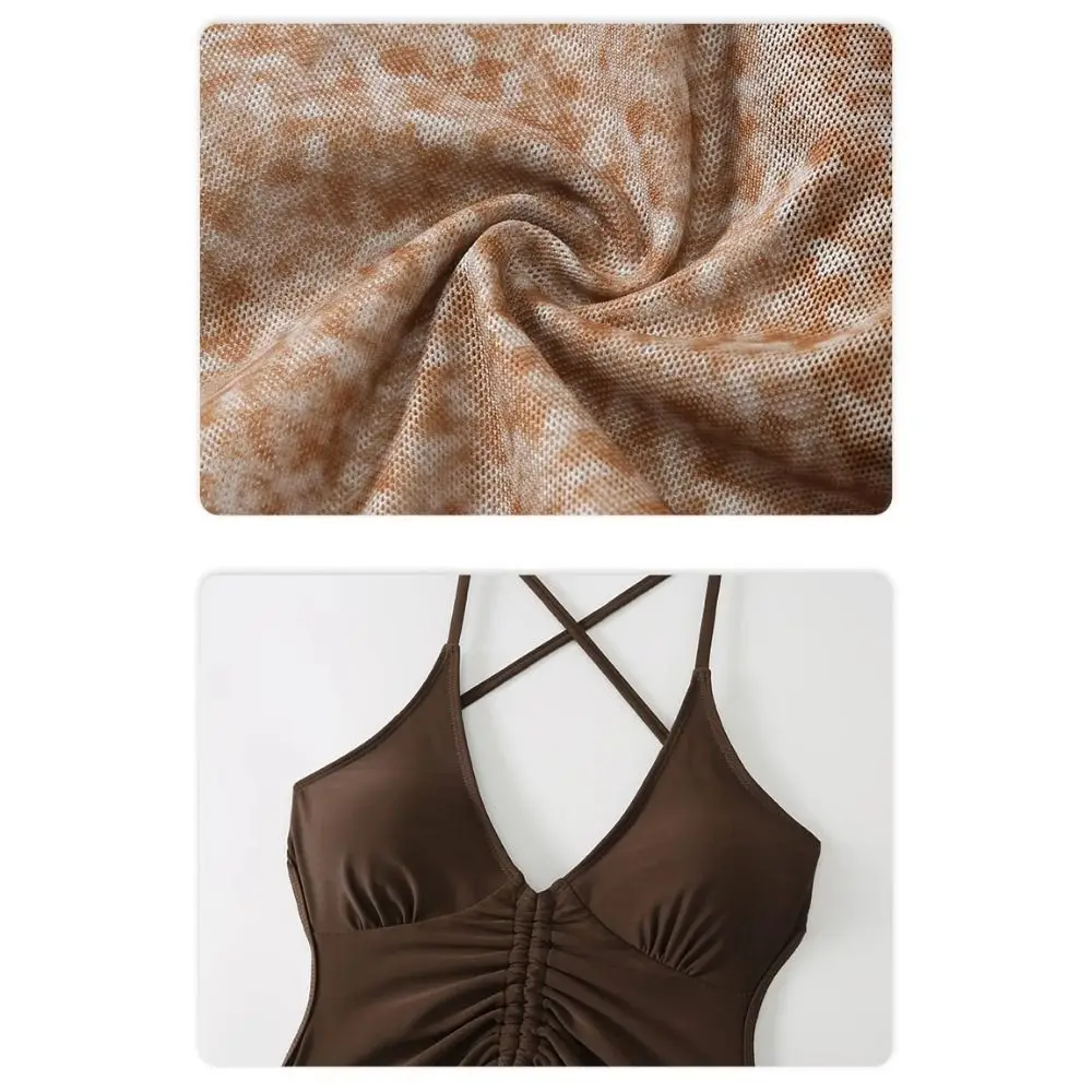 

Coffee Swimsuit Suit Halter Neck Lace-up Design Triangle Bikini Mini Style Slimming Halter Backless Women's Swimwear