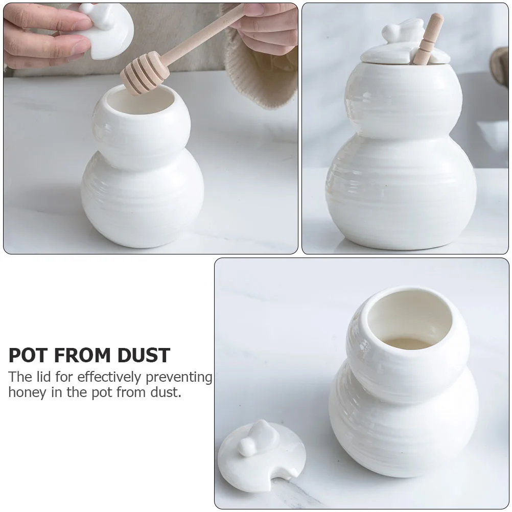 

1Pcs Honey Jar White Ceramic Storage Honey Pot with Lid for Home Bakery Coffee Shop Food Storage Container Food Jar