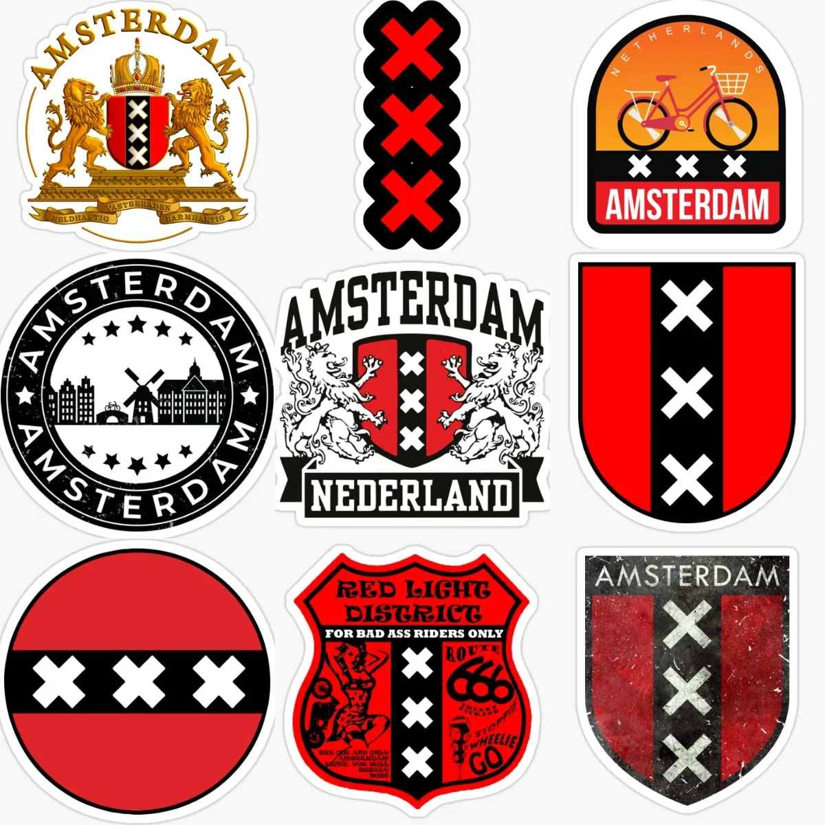 Amsterdam Flag Emblem Creative PVC Car Stickers for Car Van Motorcycle Helmet Window Fridge Wall Table Decoration Accessories