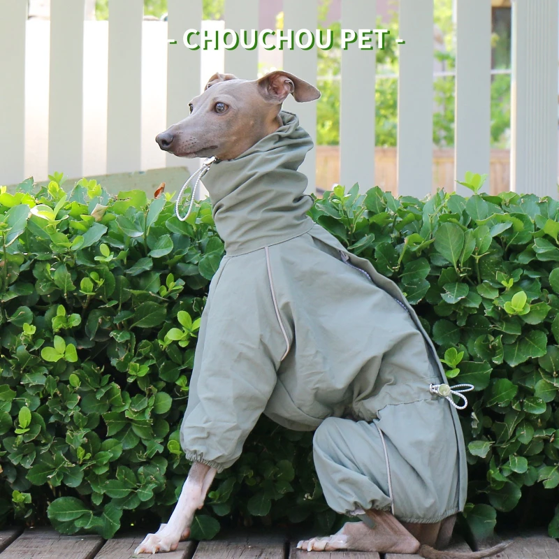 معطف واق من المطر للكلاب مقاوم للماء مع ياقة عالية قابلة للتعديل وسحاب للمشي في الهواء الطلق لكلاب بلينغتون والكلاب الصغيرة لاسا أبسو