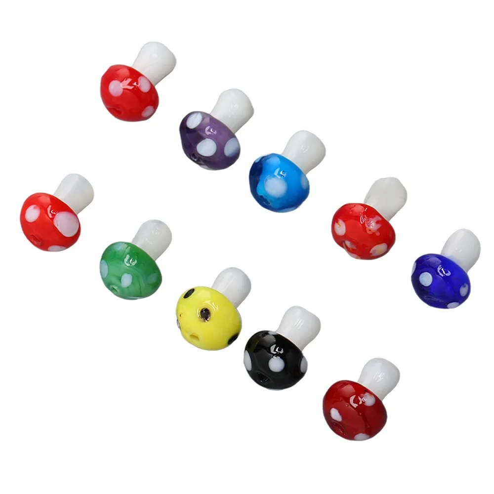

50pcs Jewelry Accessories Coloured Glaze Mushroom Beads 1.55mm Hole Colorful Loose Beads 14x10mm Size Ceramic Beads DIY Crafts