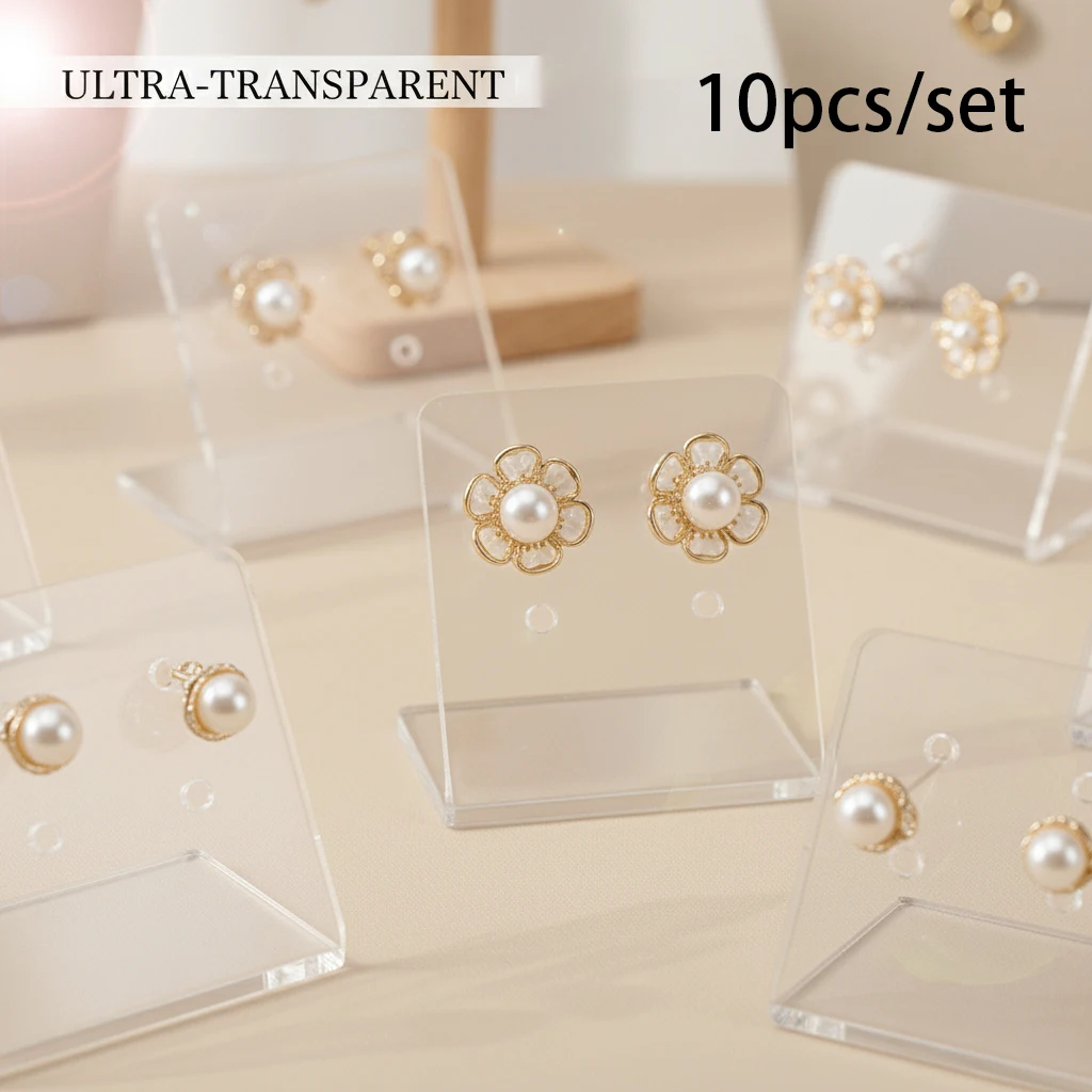 

10/20pcs Transparent Acrylic Earring Storage Rack 4-hole Jewelry Organizer Suitable for Store Retail Display and Packaging