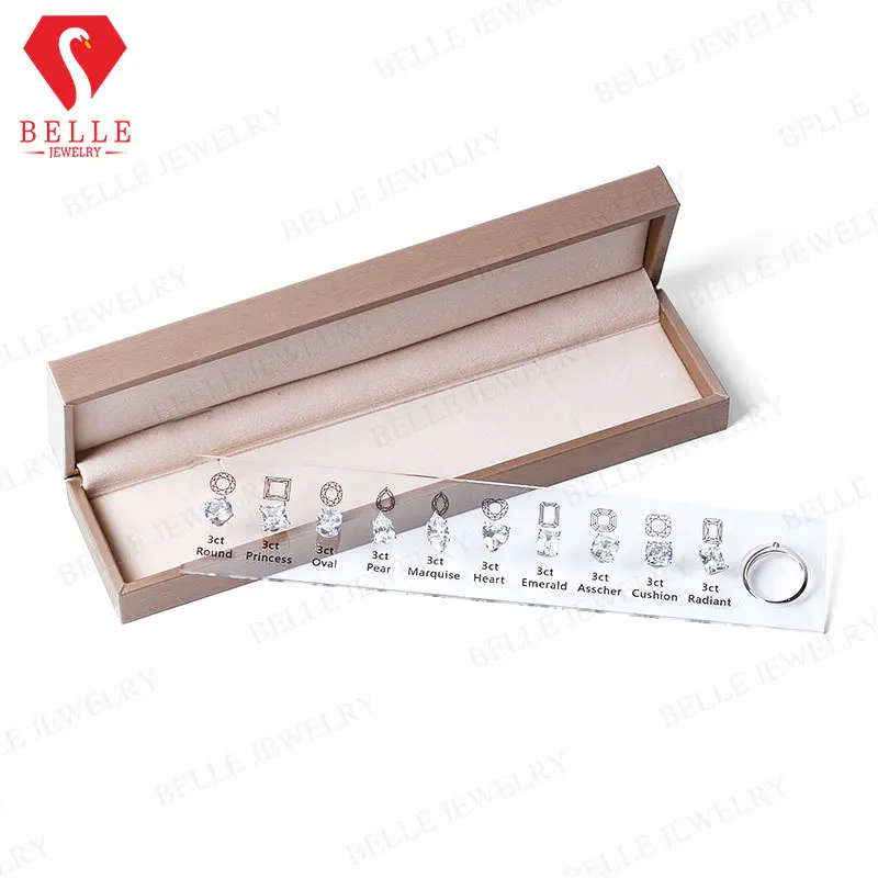 Jewelry Ring Gem Comparison Tool Box Diamond Carat Tools 10 Shapes 5A CZ Non-fade Designer Pick Jewelry Design Factory Supply