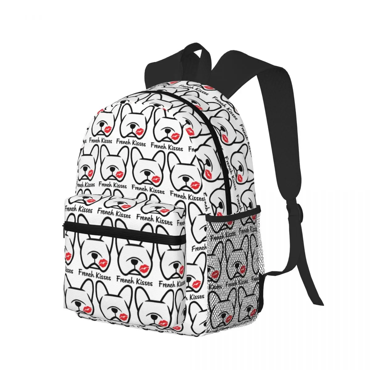 French Bulldog Kisses Dog Student Backpack School Bag Hiking Travel Daypack for Men Women Bookbag Shoulder Bags