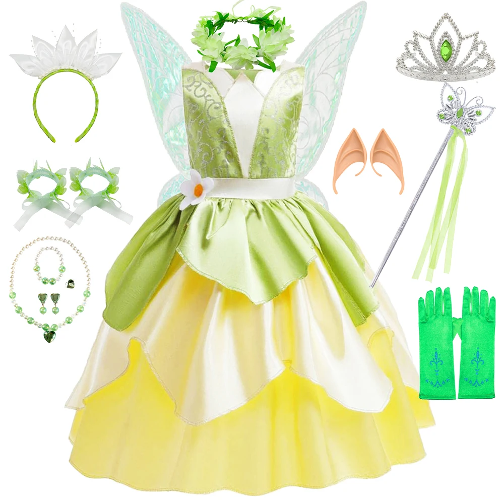 

Tiana Costume Girl Dress Up Cosplay Role Playing Party Costumes Children Sleeveless Carnival Princess