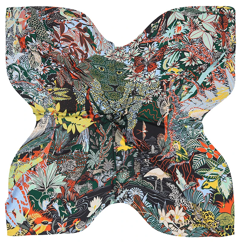 130cm*130cm The New Fashion Scarf For Women Lion Cape For Jungle Animal Big Squares Dame Silk Feels Zijde Foulards