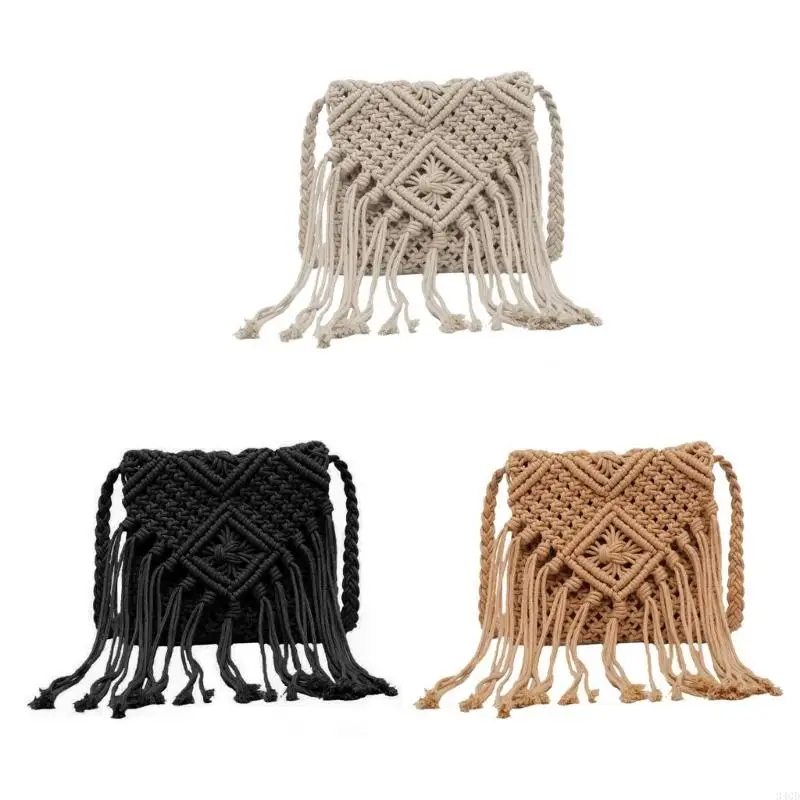 

340D Fashion Woven Bag Woven Knitted Tassel-Bags Crossbody Bag Summer-Beach Shoulder Bag Gift for Women Girl Bags