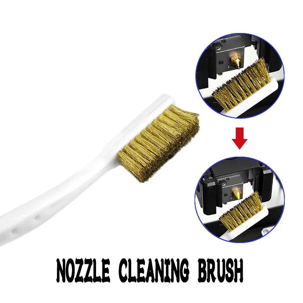 1Pcs Copper Wire Toothbrush Nozzle For 3D Printer Accessories Ender 3 CR10 MK8 E3D Extruder Cleaner Tool Copper Brush Handle
