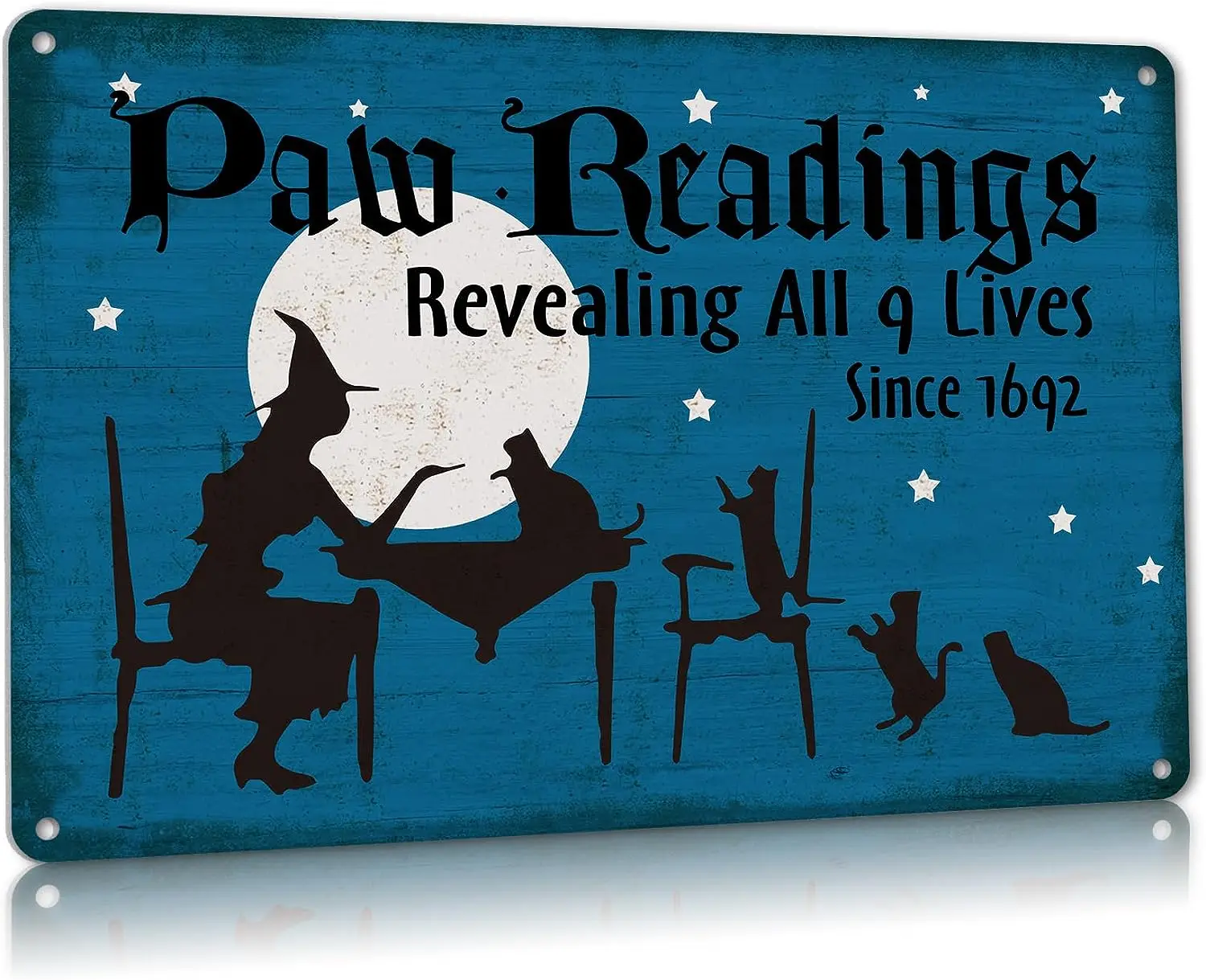 

Halloween Decor Paw Readings Black Cats Withces Goth Decor Metal Sign Vintage Tin Sign Party Decoration 8X12 Inch Rectangle