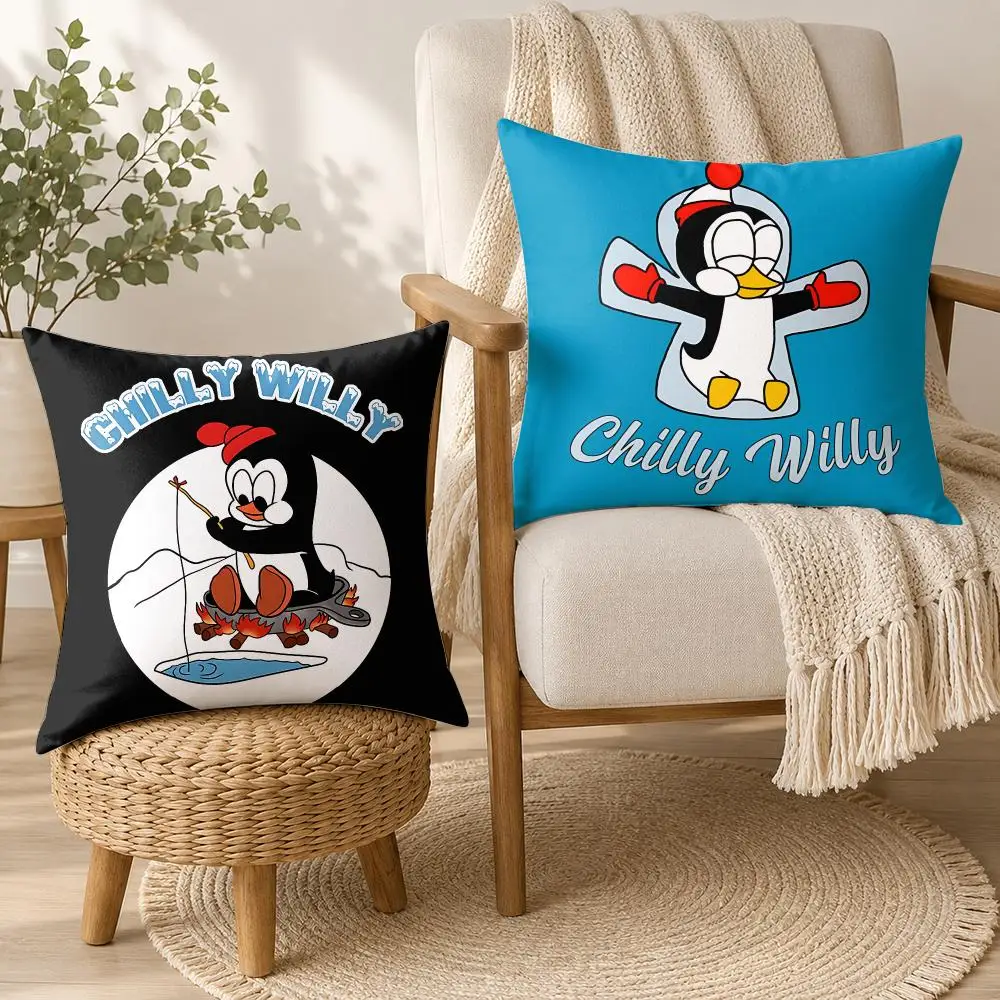 C-Chilly Willy Cartoon Cute Cushion Cover Square Decorative Throw Pillow 40x40cm For Sofa Bedroom Living Room Home Decor