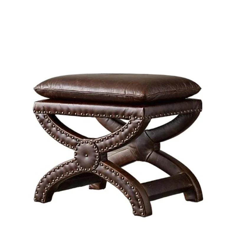 French country retro furniture, American minimalist modern fabric pedal end stool, dressing stool