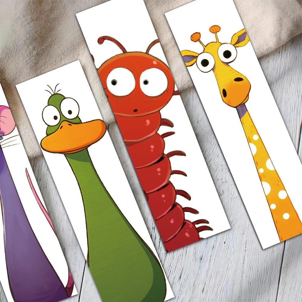 30pcs Funny Animal Bookmark Snake Zebra Frog Decorative Reading Page Tags Book Tagging Cards Student Supplies Gift Message Cards