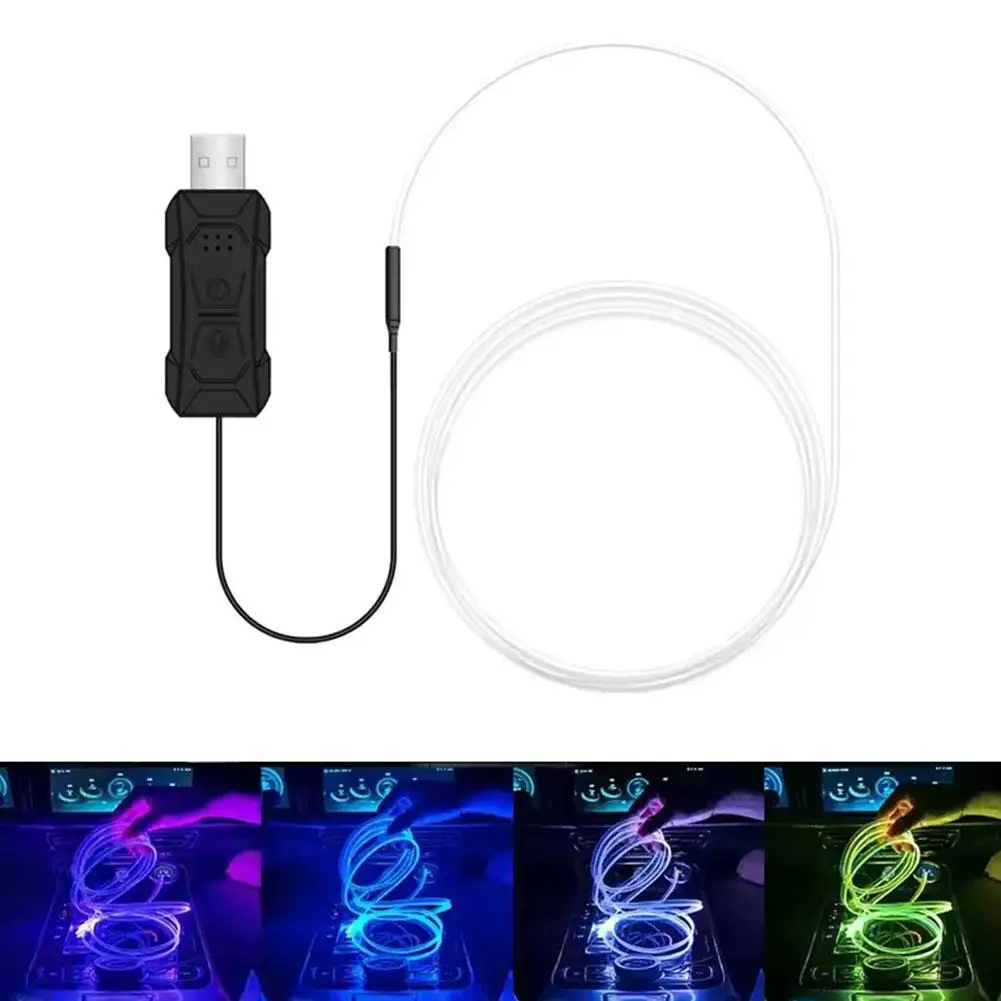 

Car Ambient Interior Light, LED Light Guide Strip for Dashboard Door Panel Cold Light Decoration Flowing Modification Kit U5L2