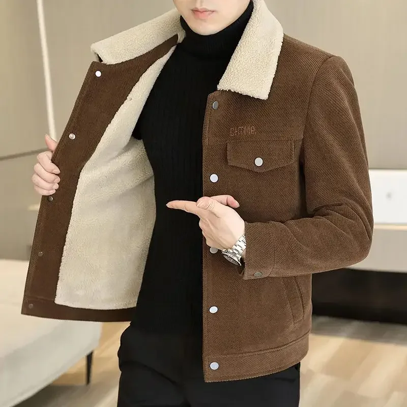 Thick Warm Slim Fit Male Jackets Fleeced Men's Coats Winter Corduroy Casual Cheap Clothes Offer Clothing Fashion 2024 On Vintage