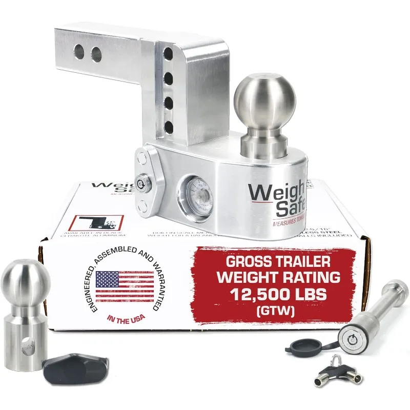 

Weigh Safe Aluminum Adjustable Trailer Hitch Towing Hitch with Built-In Tongue Weight Scale Compatible with 2"Receivers 4"Drop