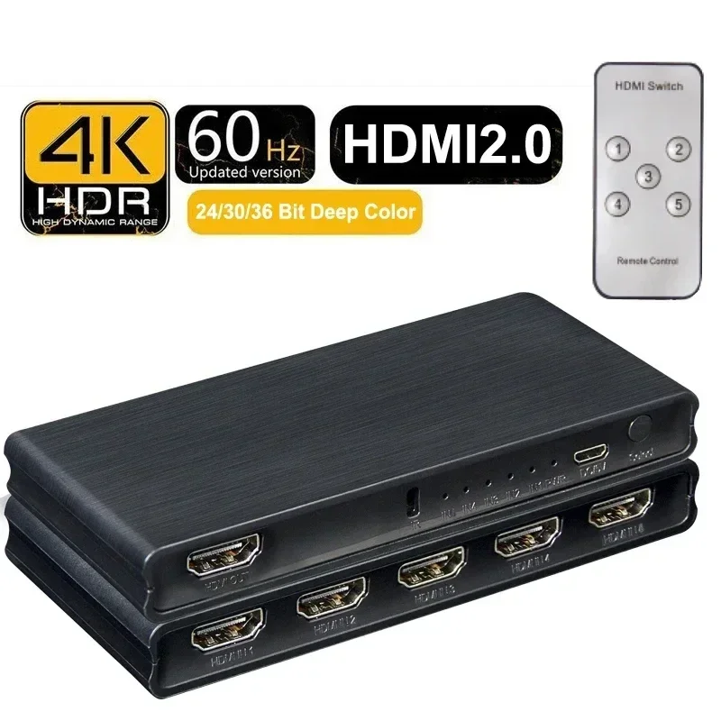 4K 60 هرتز 5x1 HDMI التبديل الجلاد/1x4 HDMI الفاصل ثلاثية الأبعاد HDR محول الفيديو ل PS4 PS5 TV Box الكمبيوتر المحمول إلى شاشة التلفزيون العارض #2