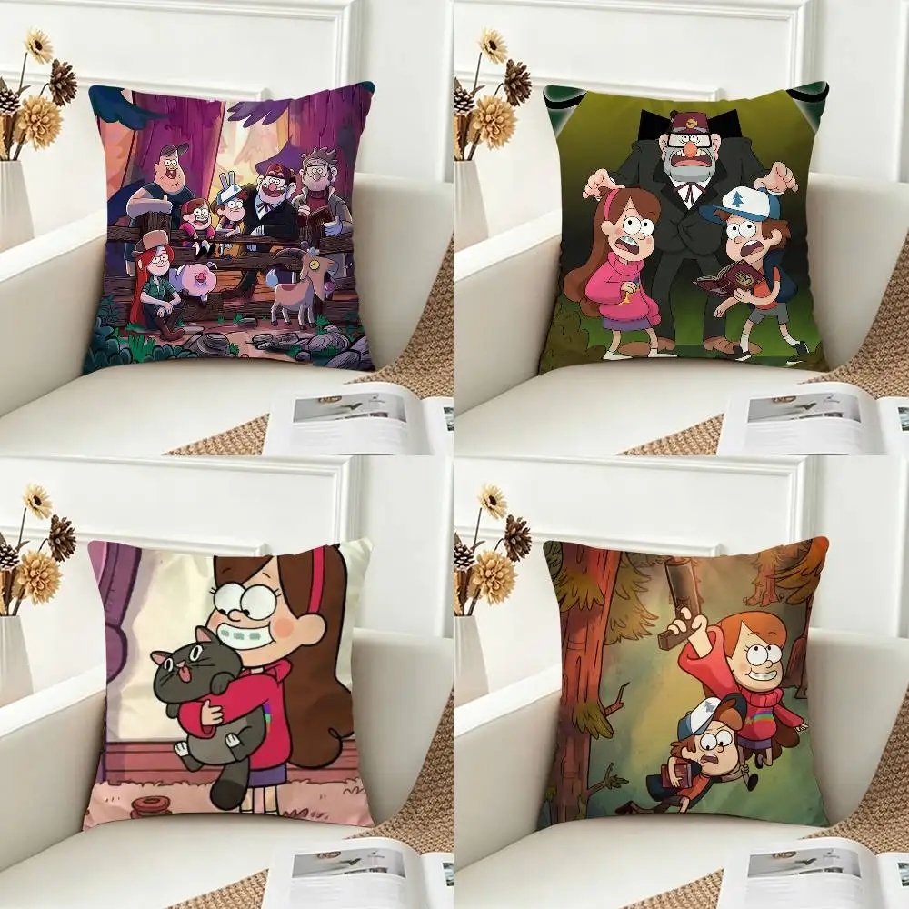G-Gravity Falls Double-sided Printed Square Decorative Cushion Cover for Sofa Living Room Home Decor