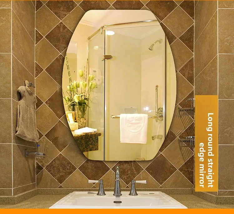 15.5 * 23.5 Inch Bathroom Mirror Paste Non-punching Wall Makeup Mirror Oval Wall-mounted Glass Mirror Vanity Mirror