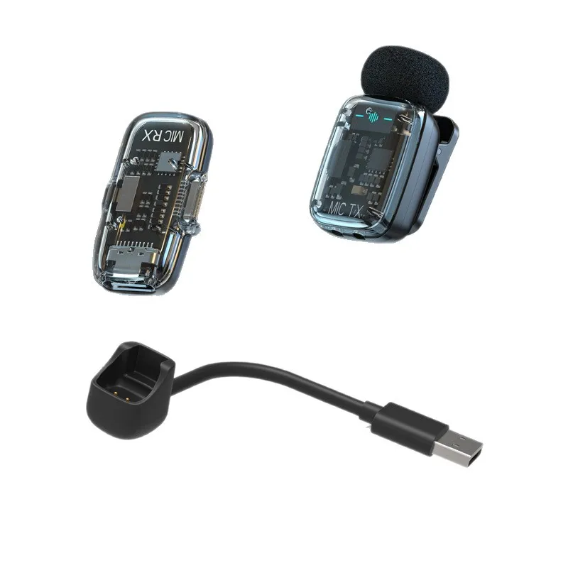 ميكروفون لاسلكي Lavalier ستيريو 2.4G ميكروفون خارجي مزود بخاصية إلغاء الضوضاء للهواتف الذكية وبث مباشر ومقابلة صغيرة #4