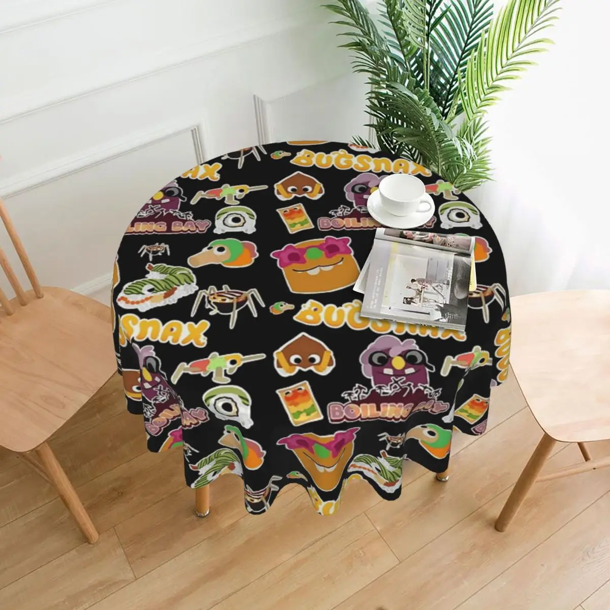 Boiling Bay Bugsnax Fan Art Waterproof Round Tablecloth Oilproof Table Cloth for Kitchen Events Dining Table Cover 60 inches