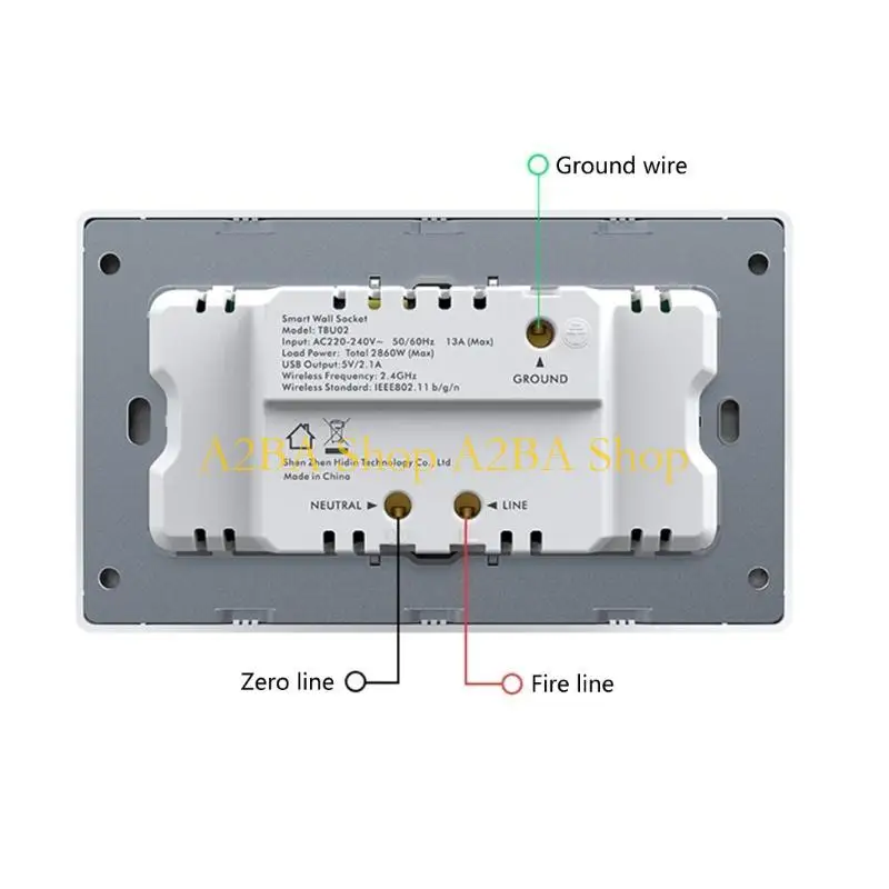 A2BA Socket Intelligent App Remote Control USB 5V 2.1A Wifi Wall Socket