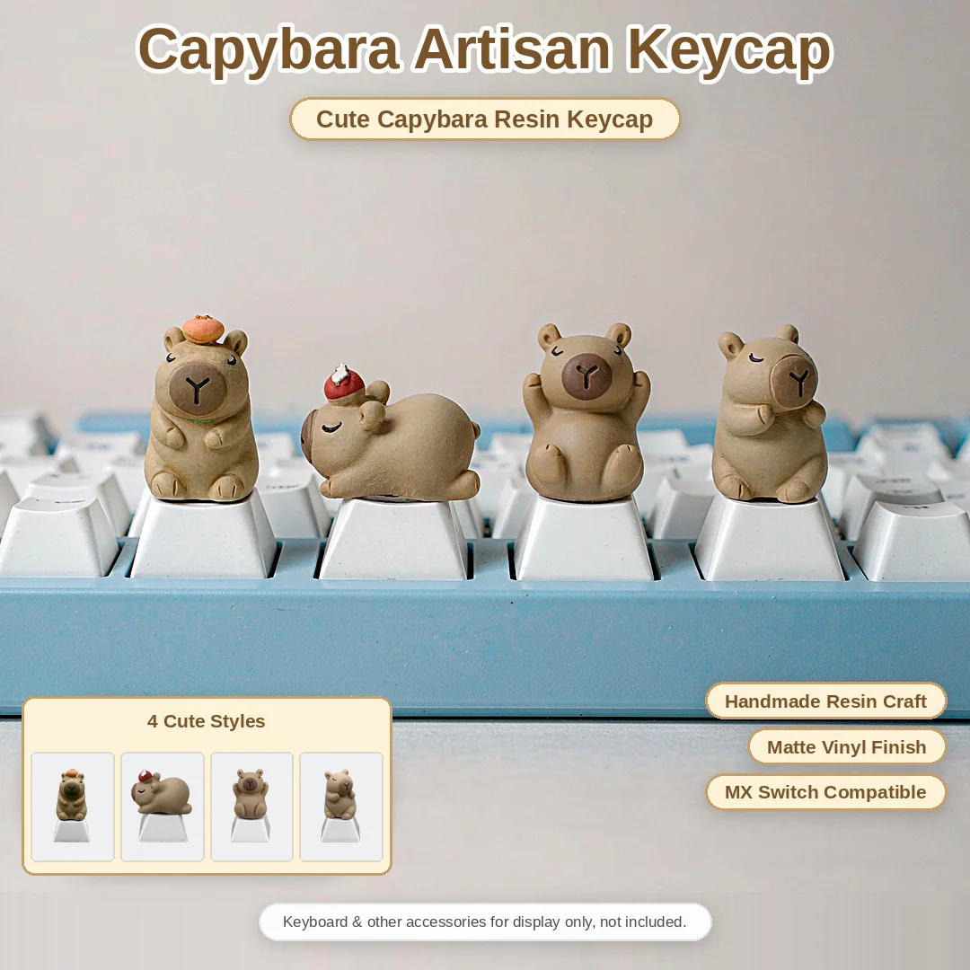 Cute Capybara Keycap, Animal Doll Artisan Key Cap for MX Switch Gaming Keyboard Decor