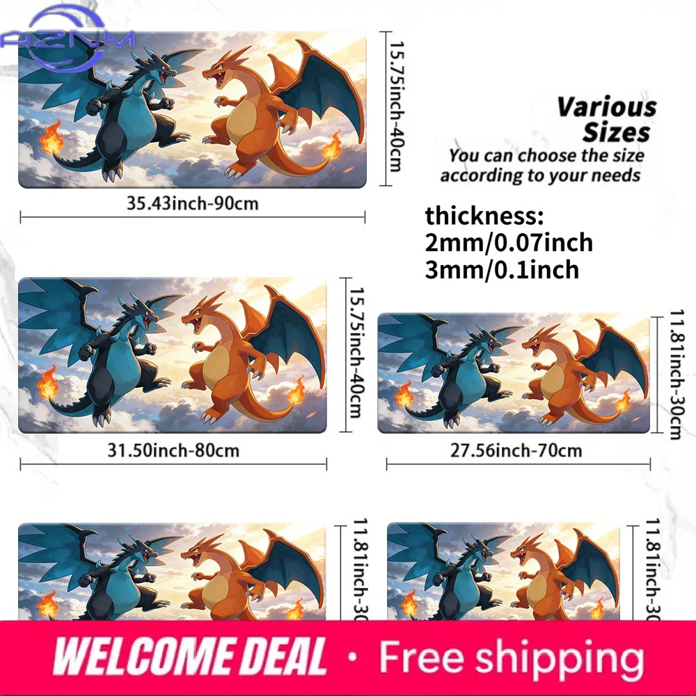 Charizard vs Mega Charizard X Sky Battle Pokemon TCG Playmat Tapete de Jogo Antiderrapante