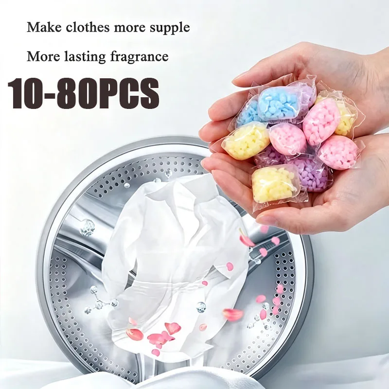 10-80PCS Scent Booster Beads for Laundry Long Lasting Fragrance Capsules for Washing Machine Clothes Towels Freshness