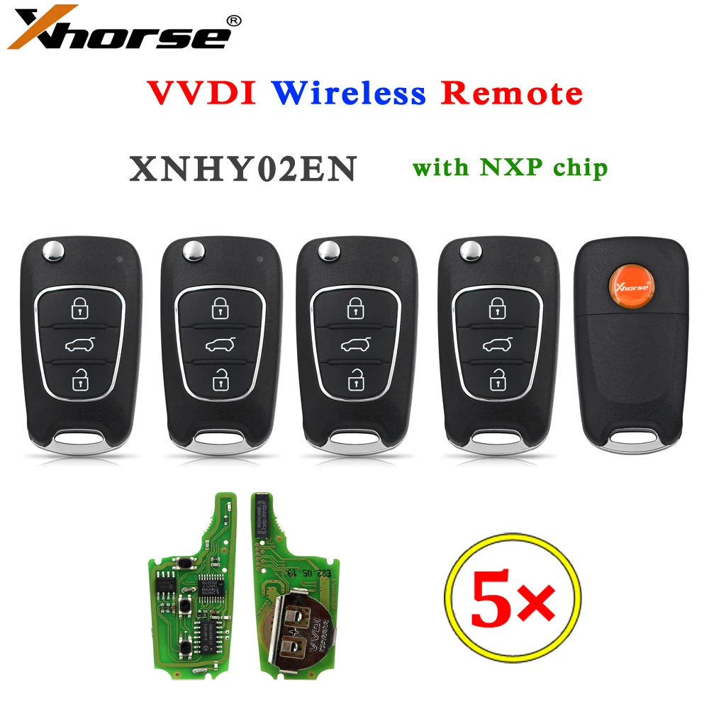 

5PCS/LOT Xhorse XNHY02EN VVDI Wireless Universal Remote Car Key for VVDI2 VVDI Key Tool for Hyundai Style