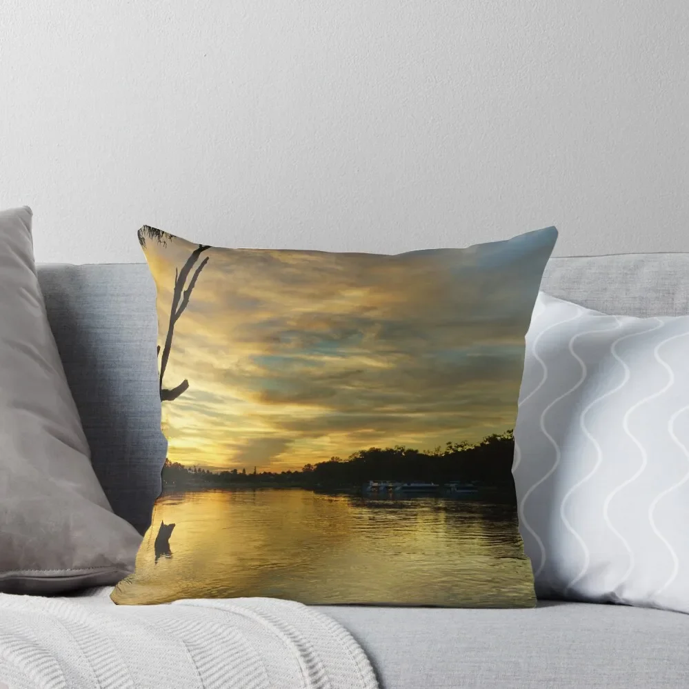 

Murray River Sunset - Mildura, Victoria Throw Pillow Sitting Cushion Pillows Aesthetic pillow