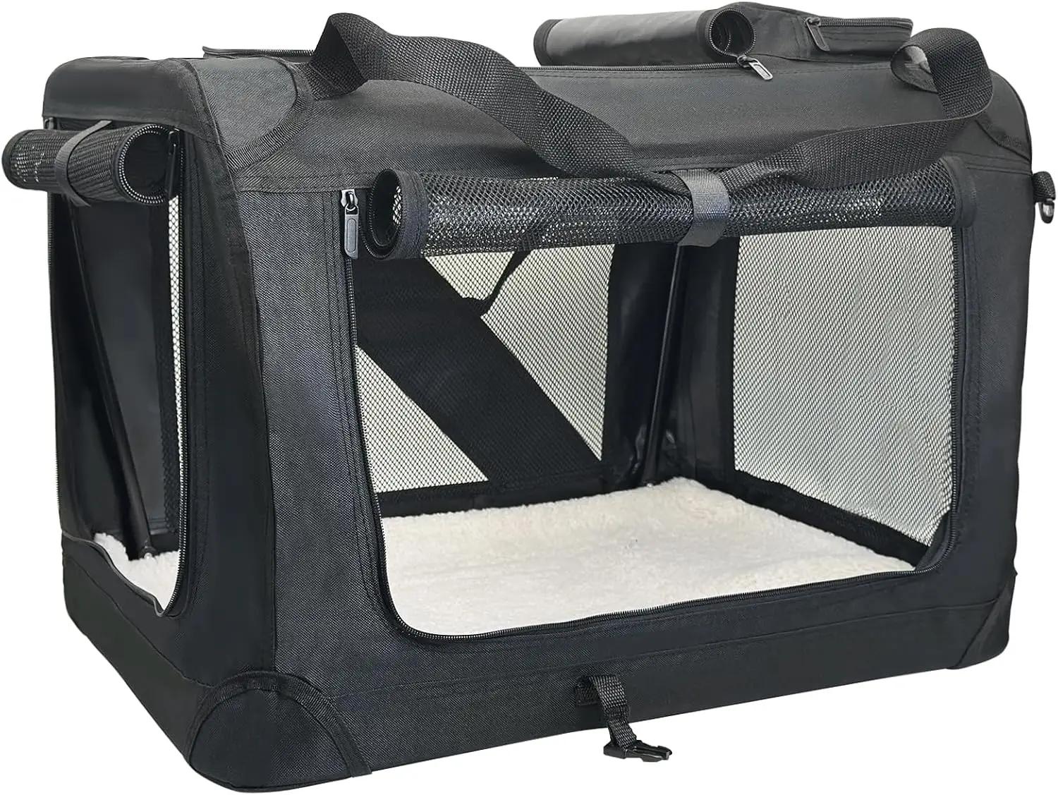 

Большая переноска для кошек для 2 кошек, складная портативная дорожная сумка для домашних животных, прочная, дышащая, складная для домашних животных до 45 фунтов, черная