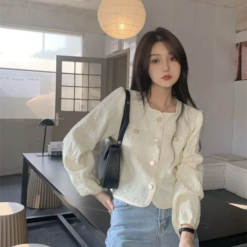 Casual Commuting Sweet Chiffon Shirt for Women\'s New Spring Autumn New French Square Neck Chic Long Sleeve Temperament Shirt Top