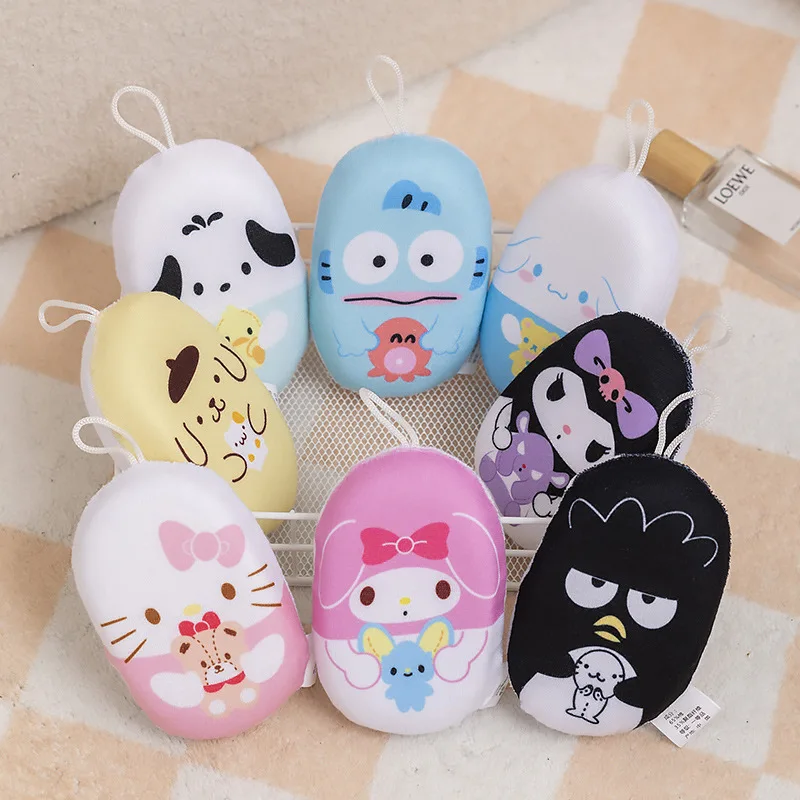 Kawaii Sanrio Bath Ball Hellokitty Mymelody Cinnamoroll Kuromi Cartoon Anime Bathe Sponge Wiping Bubble Net Bathroom Accessories