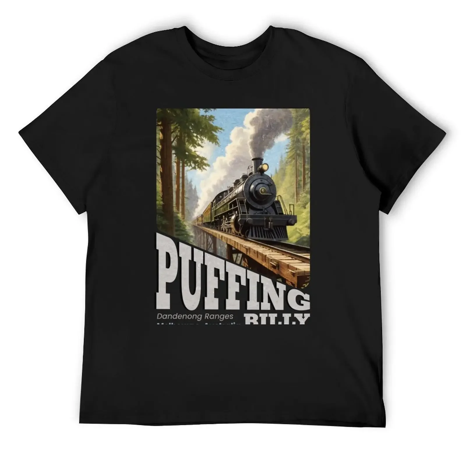 puffing billy vintage T-Shirt vintage graphic tee blue archive customizeds Aesthetic clothing funny t shirts for men