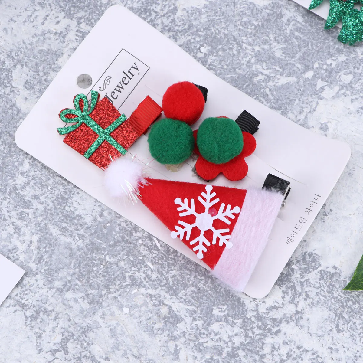 

4pcs Christmas Hair Clips 3 Sets Kids Pins for Party Girls Accessories Durable Use Beautiful Colors Fashion Design Hair Tools